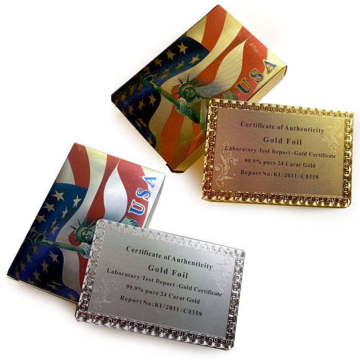 2 Deck USA Metallic Playing Cards Gold or Silver Certified 24k Foil Plated Poker