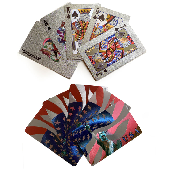 1 Deck Gold or Silver Playing Cards Certified 24k Foil Plated USA Patriotic Game