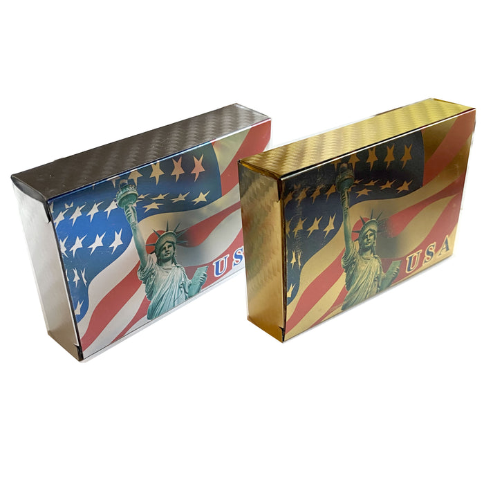 1 Deck Gold or Silver Playing Cards Certified 24k Foil Plated USA Patriotic Game
