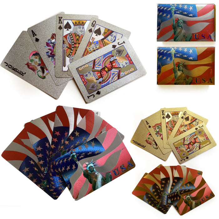 2 Deck USA Metallic Playing Cards Gold or Silver Certified 24k Foil Plated Poker