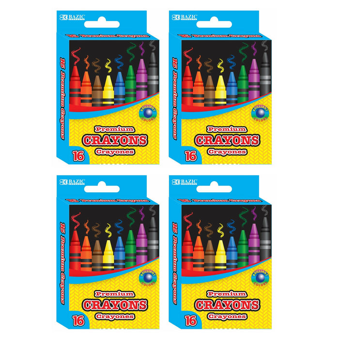 64ct Premium Crayons Non Toxic Assorted Colors Coloring Kids School Supplies 4pk