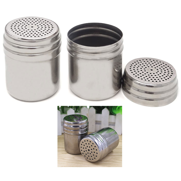 4 Large Salt Pepper Shakers Stainless Steel Spice Seasoning Container Metal 10oz