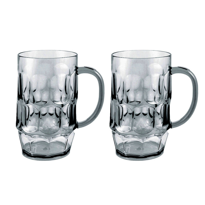 2 Pc Plastic Beer Mug Drink Glasses Party Cups Picnic Tankard 26oz Gift Tailgate