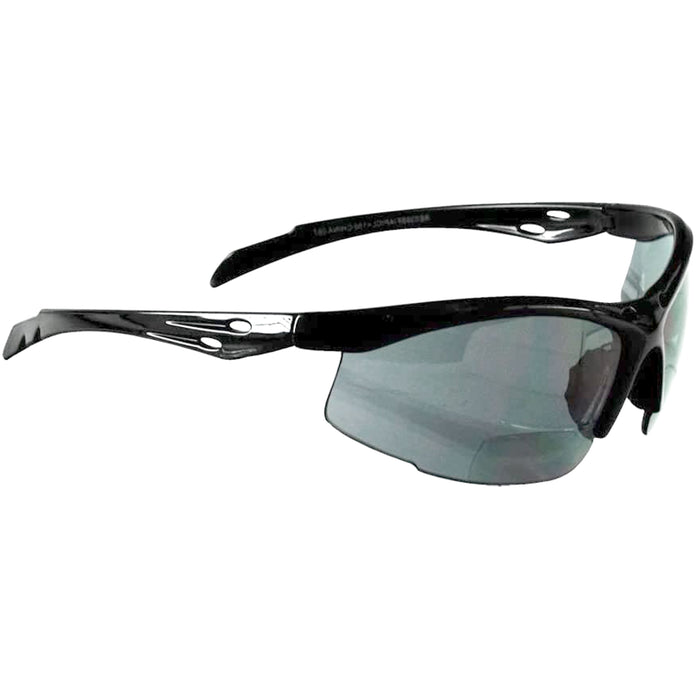 Sport Sunglasses Wrap Around Eyewear Inner Bifocal Smoke Lens +1.50 Reader Black