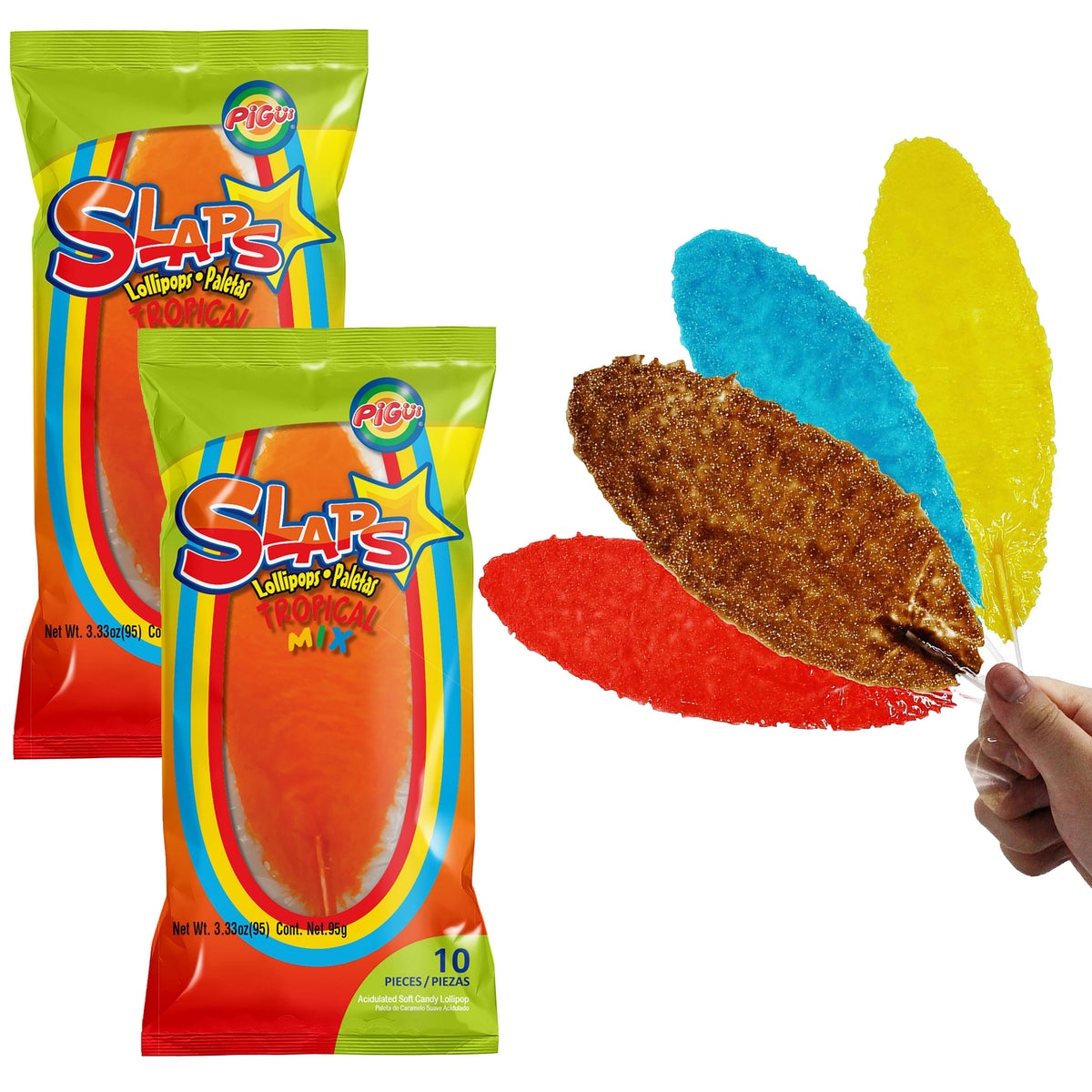 20 Pc Pigui Mexican Lollipops Slaps Tropical Mix Flavor Paletas Fruity ...