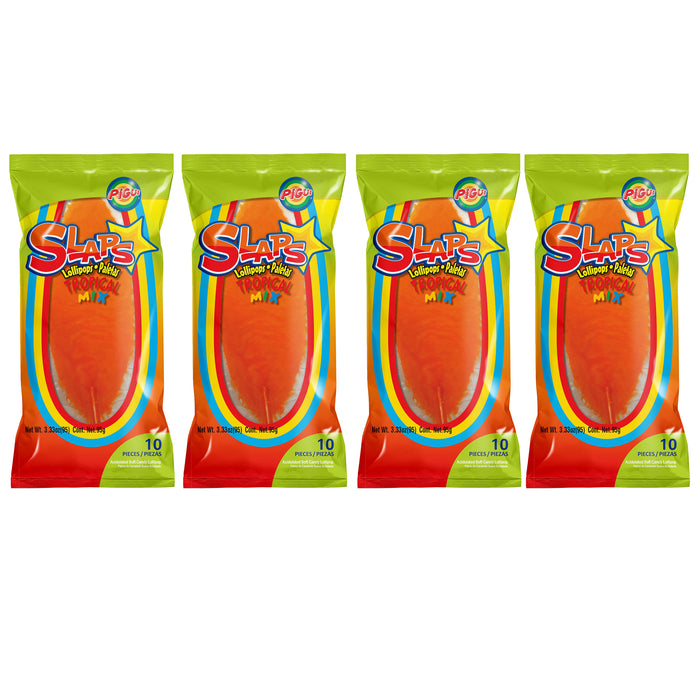40 Pc Slaps Mexican Lollipops Tropical Mix Flavor Paletas Fruit Pops Candy Treat