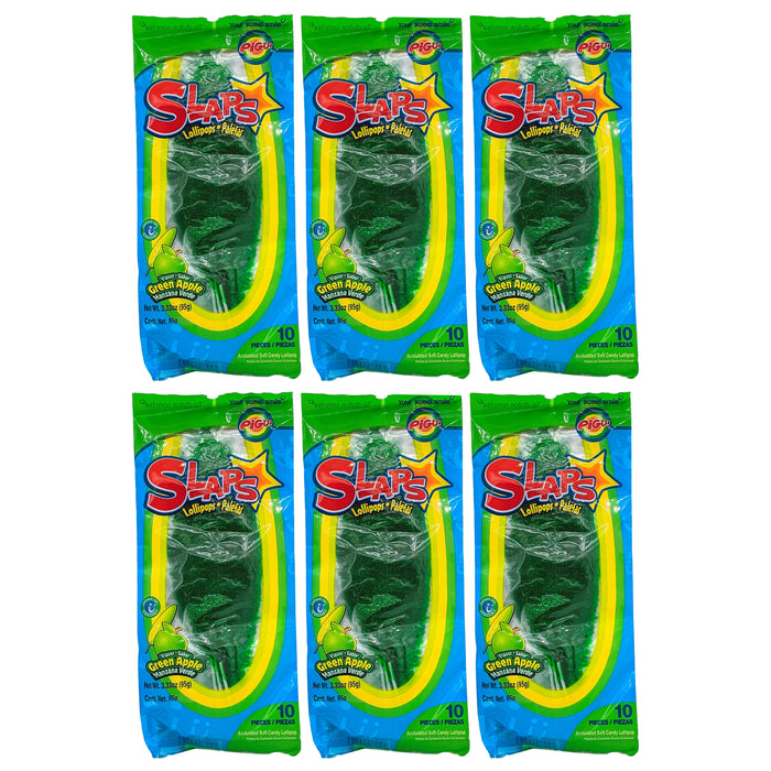 60 Pc Green Apple Lollipops Mexican Paletas Slaps Cachetadas Pops Manzana Flavor