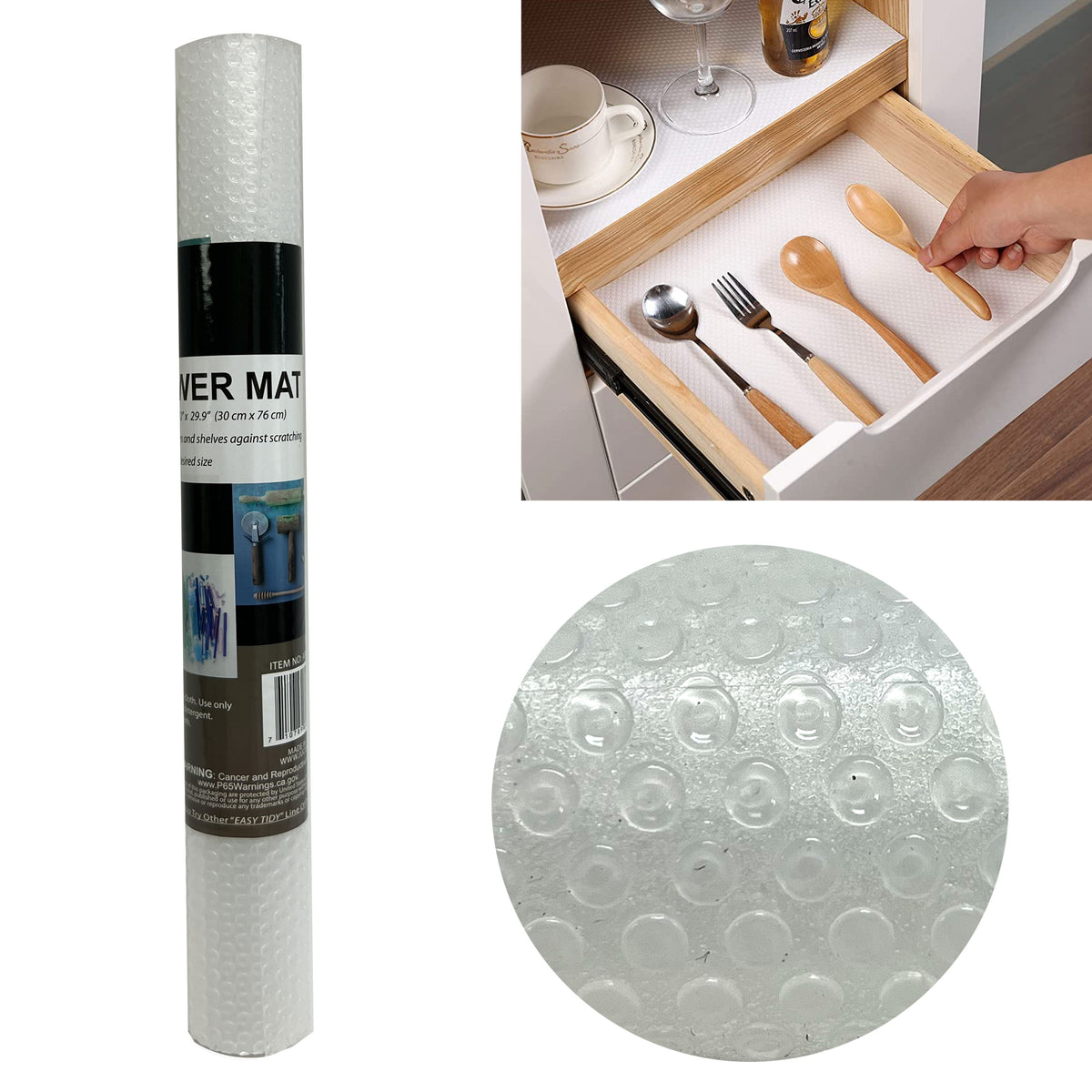2 Rolls Waterproof Clear Shelf Drawer Liner Cabinet Non Slip Grip Mat 12  X30, 1 - Gerbes Super Markets