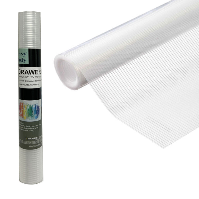 1 Roll Clear Ribbed Shelf Drawer Liner Cover 12"X30" Non Slip Cushion Grip Mat