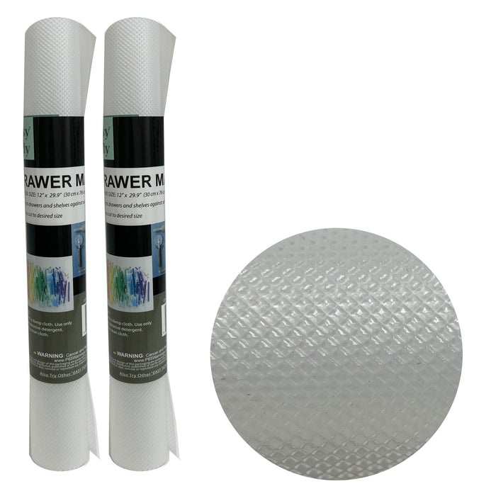 2 Rolls Non Slip Grip Mat Cushion Pad Drawer Liner Cabinet Shelf Cover 30" Clear