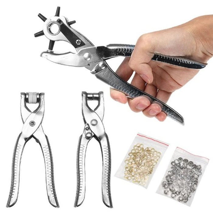 3 Pc Leather Belt Hole Punch Eyelet Plier Snap Button Grommet Setter Tool Kit
