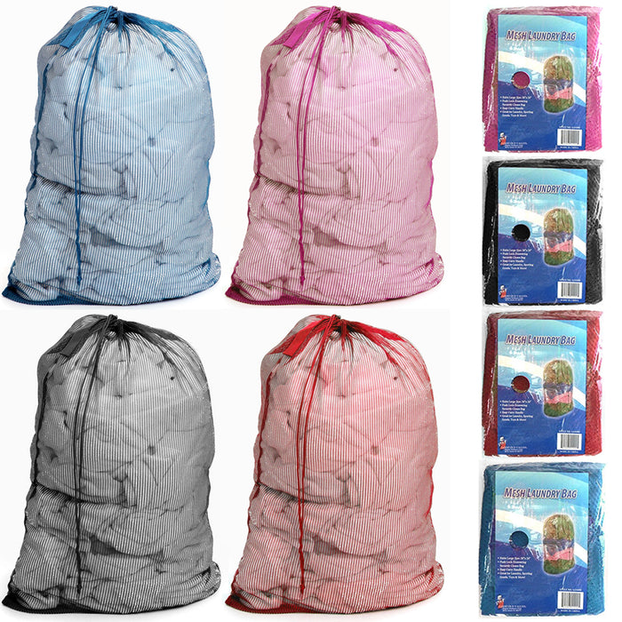 4 Pc Extra Large Mesh Laundry Bags Drawstring Handle 36 x 24 Lingerie Delicates