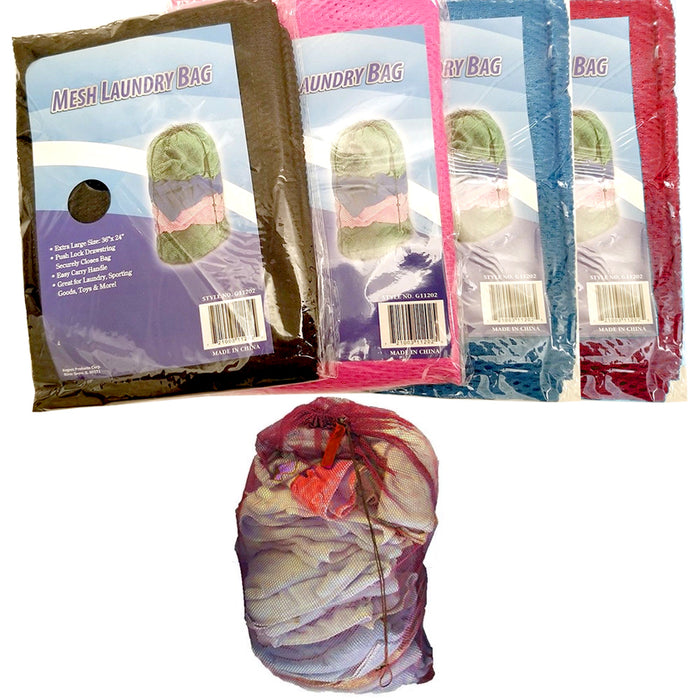 2 Pc Extra Large Mesh Laundry Bags Drawstring Handle 36"x24" Lingerie Delicates