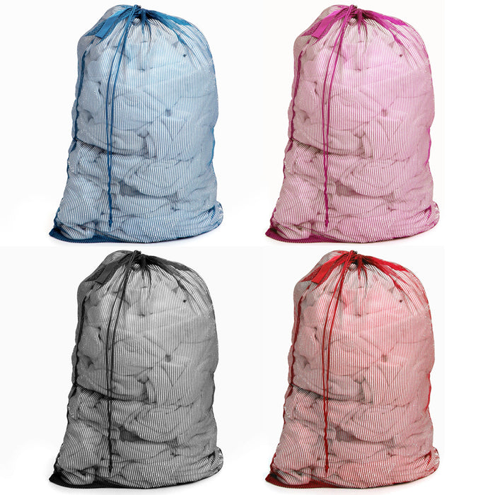 4 Pc Extra Large Mesh Laundry Bags Drawstring Handle 36 x 24 Lingerie Delicates