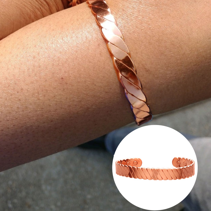 1 Copper Magnetic Bracelet 4 Magnets Adjustable Cuff Natural Relief Elegant Gift