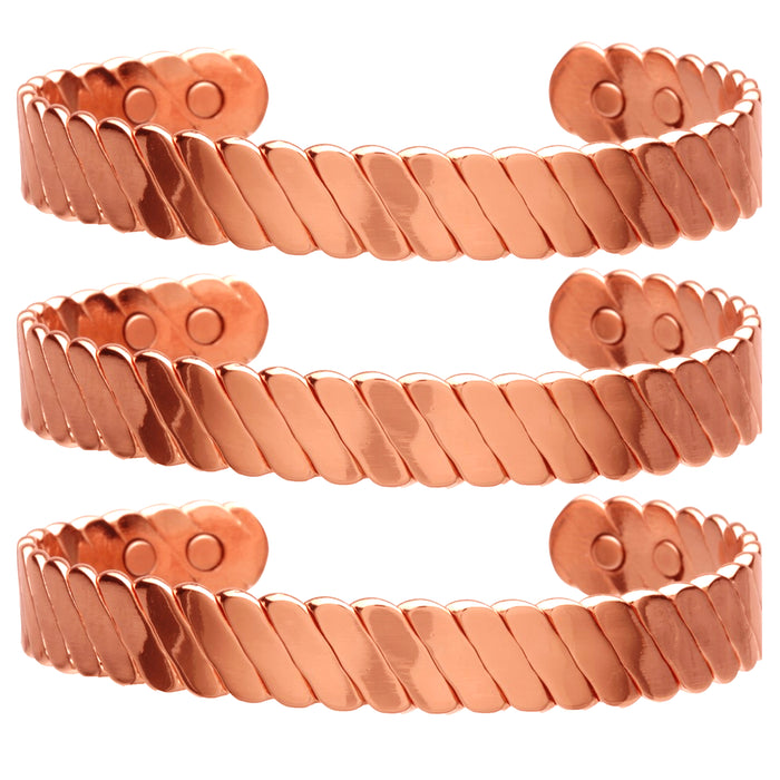 3x 100% Pure Copper Bracelet Cuff Magnetic Therapy Arthritis Healing Energy Gift