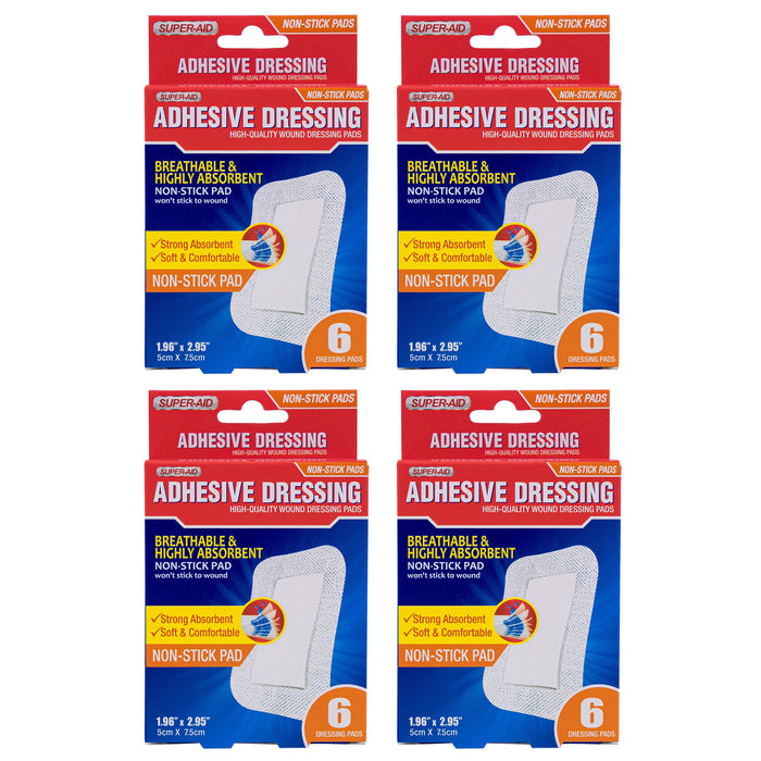 24 Pc Sterile Adhesive Bandage Dressing Pads First Aid Wound Care Soft Non Stick