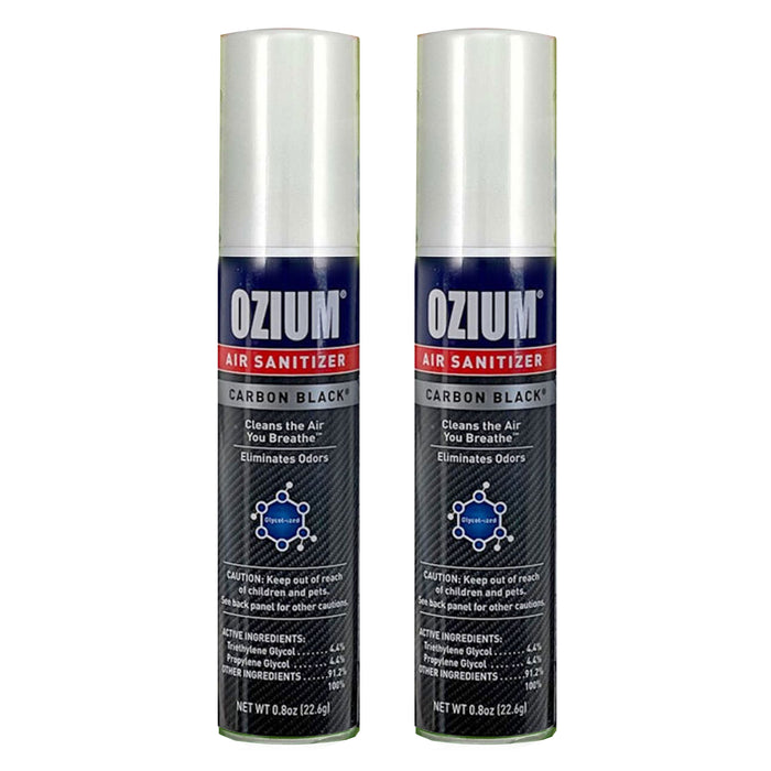 2 Pc Ozium Odor Eliminator Air Sanitizer Freshener Carbon Black Fragrance 0.08oz