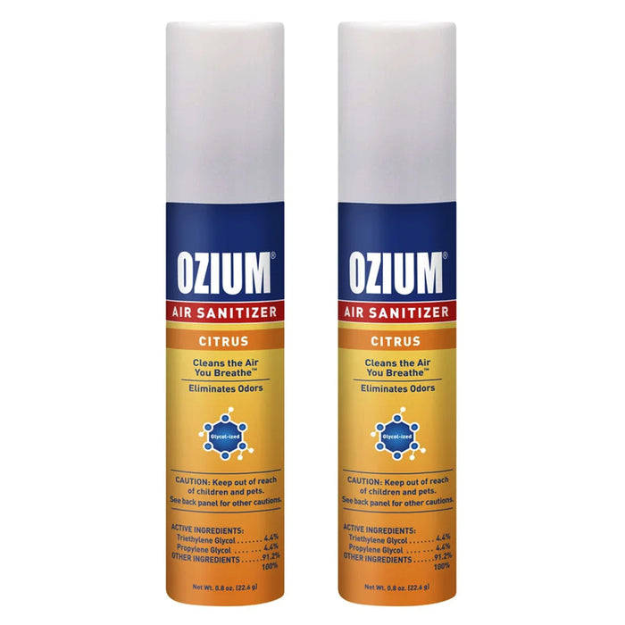 2 Ozium Air Sanitizer Freshener Long Lasting Citrus Scent Odor Eliminator 0.08oz