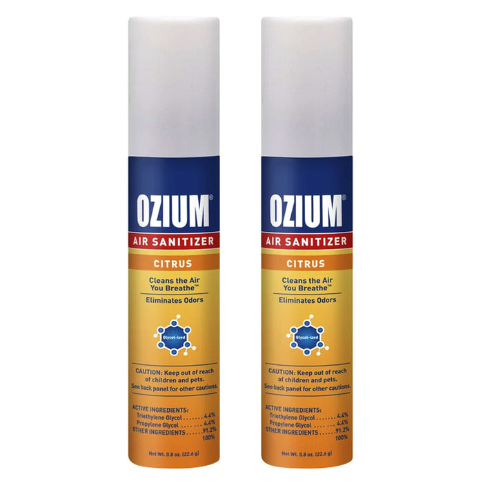 2 Ozium Air Sanitizer Freshener Long Lasting Citrus Scent Odor Eliminator 0.08oz