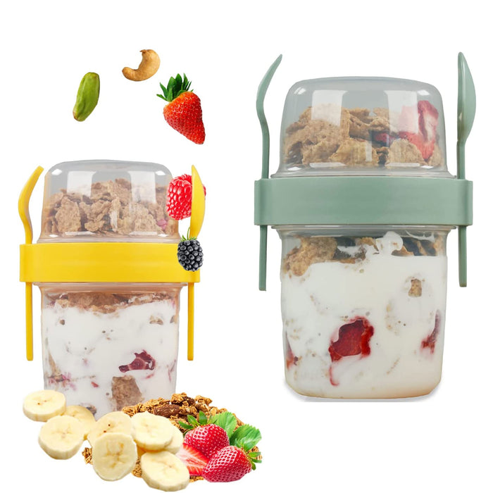 4 Sets Breakfast On The Go Cups Cereal Yogurt Cup Oatmeal Container Travel 27oz