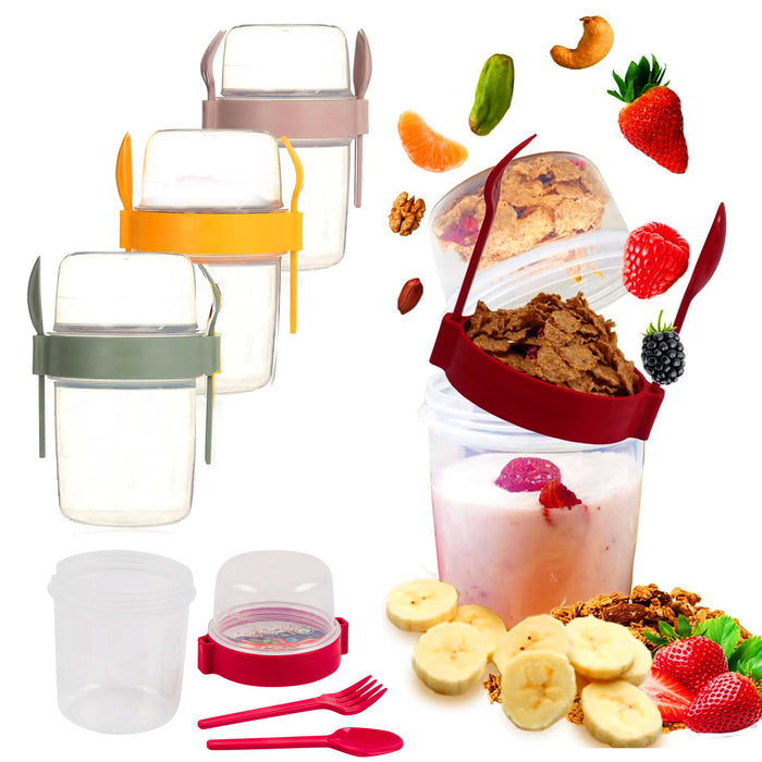4 Sets Breakfast On The Go Cups Cereal Yogurt Cup Oatmeal Container Travel 27oz