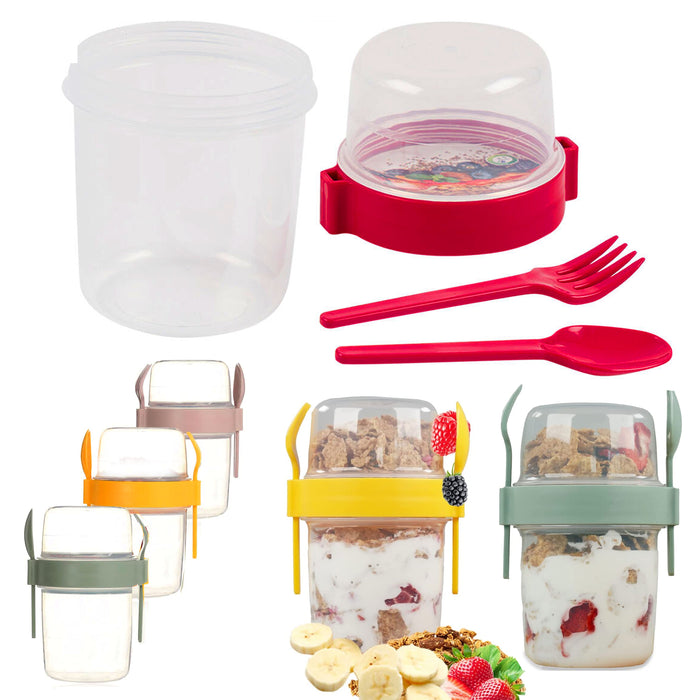 4 Sets Breakfast On The Go Cups Cereal Yogurt Cup Oatmeal Container Travel 27oz