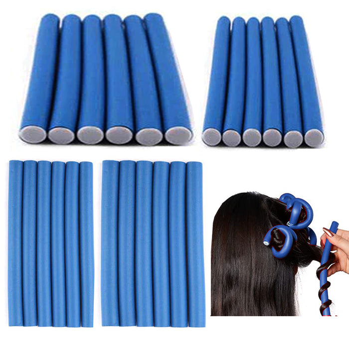36 Hair Curler Soft Foam Cushion Rollers Flexi Rods Bendy Curling Beauty 3 Sizes
