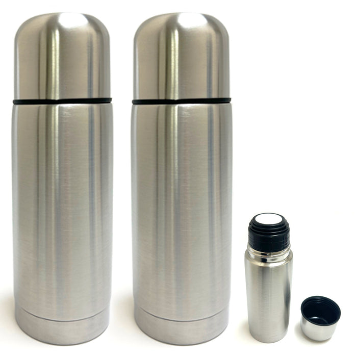2 Stainless Steel Vacuum Flask Bottle Thermo Hot Cold Tea Coffee Insulated 12oz