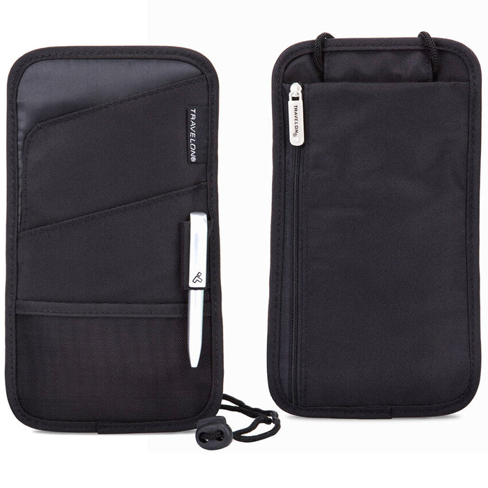 1 Travelon Id Passport Holder Neck Wallet Travel Pouch Women Men Black Keep Safe
