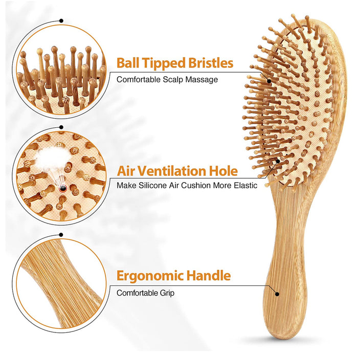 1 Wood Natural Bamboo Wooden Paddle Brush Oval Hair Care Spa Massage Anti-static