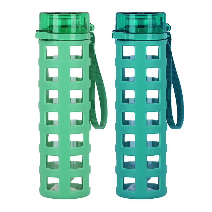 20oz Glass Water Bottle Wide Tumbler Leak Proof Lid Silicone Sleeve Sports Drink