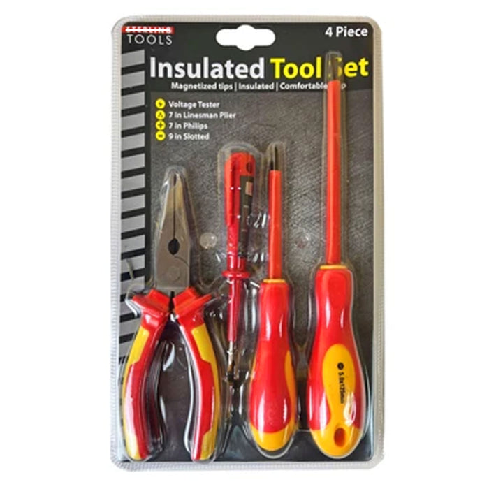 4 Pc Insulated Tool Set Magnetized Tips Voltage Tester Linesman Pliers Philips