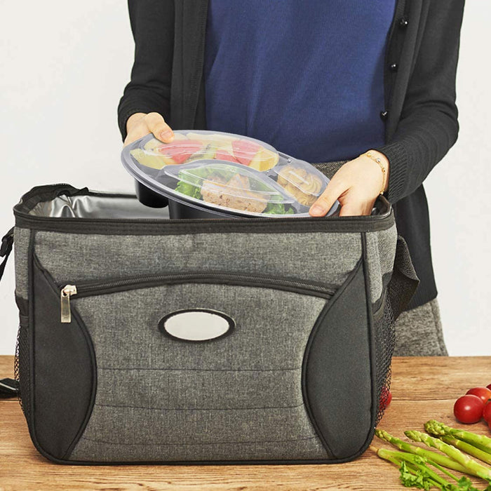 24 Food Storage Containers Meal Prep 3 Compartment Plate W/ Lids Reusable 30oz