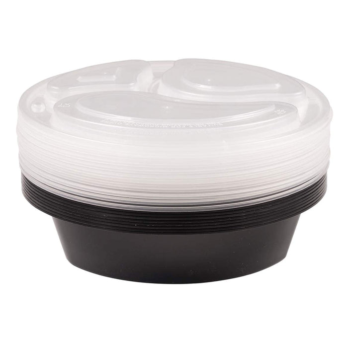 24 Food Storage Containers Meal Prep 3 Compartment Plate W/ Lids Reusable 30oz