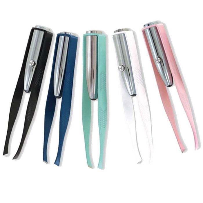 2 Pc Portable Tweezer With LED Light Hair Removal Eyebrow Beauty Make Up Tools