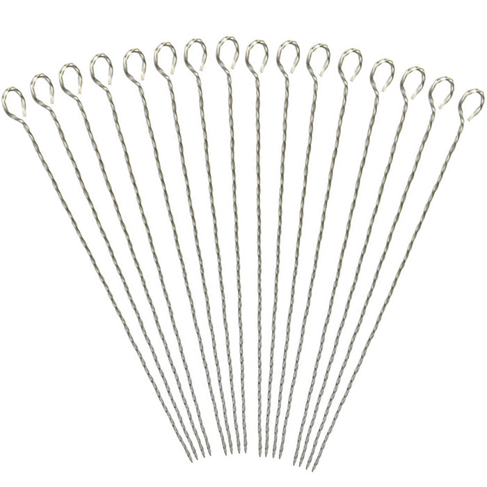 16 BBQ Skewers Shish Kabob Sticks Barbecue Stainless Steel Metal Cook Grill 14"