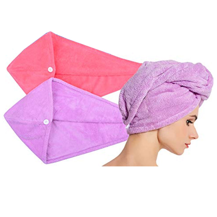 2 Hair Towel Turban Twist Wrap Microfiber Quick Dry Head Bath Shower Cap