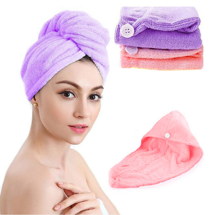 2 Hair Towel Turban Twist Wrap Microfiber Quick Dry Head Bath Shower Cap