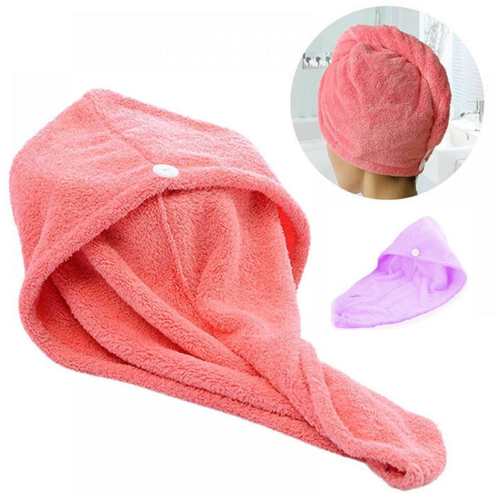 2 Hair Towel Turban Twist Wrap Microfiber Quick Dry Head Bath Shower Cap
