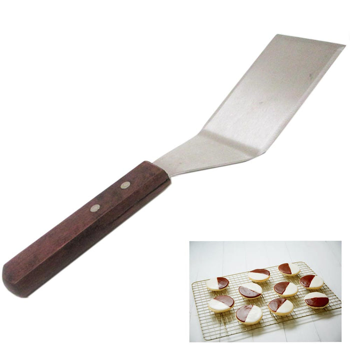 1 Solid Turner W/ Wood Handle Spatula Stainless Steel Griddle Scraper Grill 12.5"