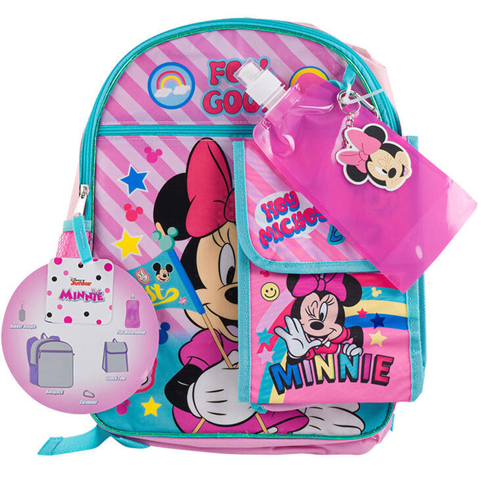 Disney Minnie Mouse Backpack Set 16" Kids Lunch Bag Water Bottle Pouch School