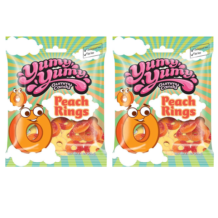 2 Bags Peach Rings Soft Gummy Candy Gummi Sugar Candies Chewy Sweet Fat Free
