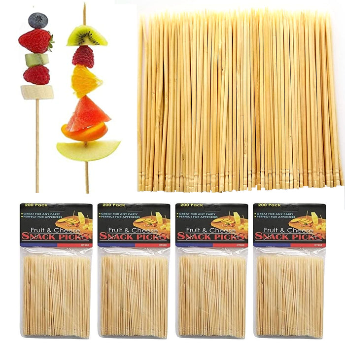 800 Cocktail Picks Bamboo Skewers Appetizers Stick Toothpick Fruit Party 3 3/4"