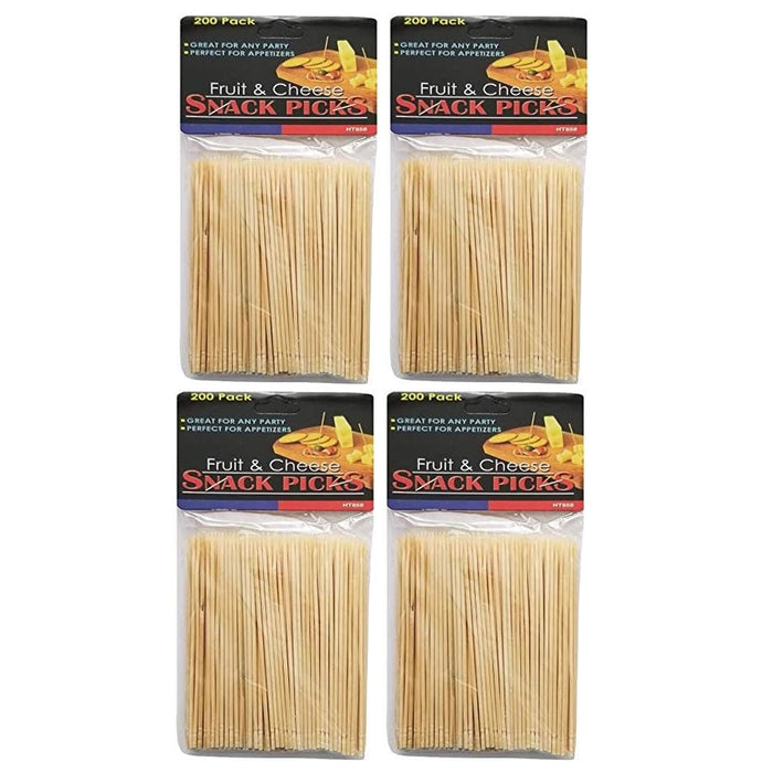 800 Cocktail Picks Bamboo Skewers Appetizers Stick Toothpick Fruit Party 3 3/4"