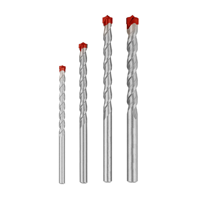 4 Pc Masonry Drill Bit Set 3/16" 1/4" 5/16" 3/8" Heat Treated Carbide Tips Tools