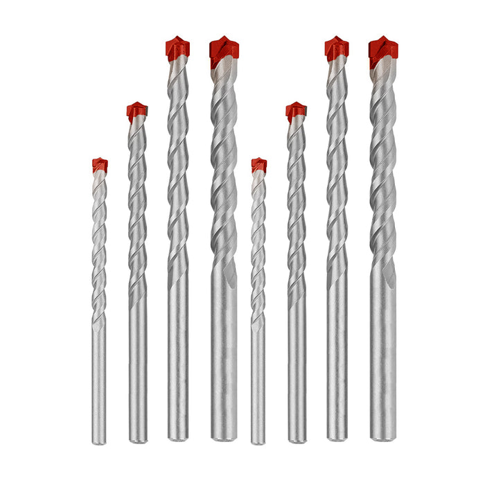 8 Pc Masonry Drill Bit Set Heat Treated Carbide Tips Tools 3/16" 1/4" 5/16" 3/8"