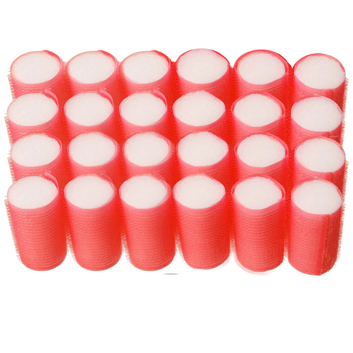 24 Soft Foam Cushion Cling Hair Rollers Self Adhering Medium Curls Curlers 1"Dia