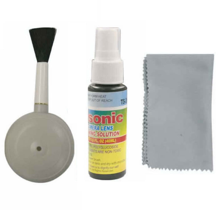3 Pc Camera Lens Cleaner Kit LCD Cleaning Spray Microfiber Cloth Air Blow Brush