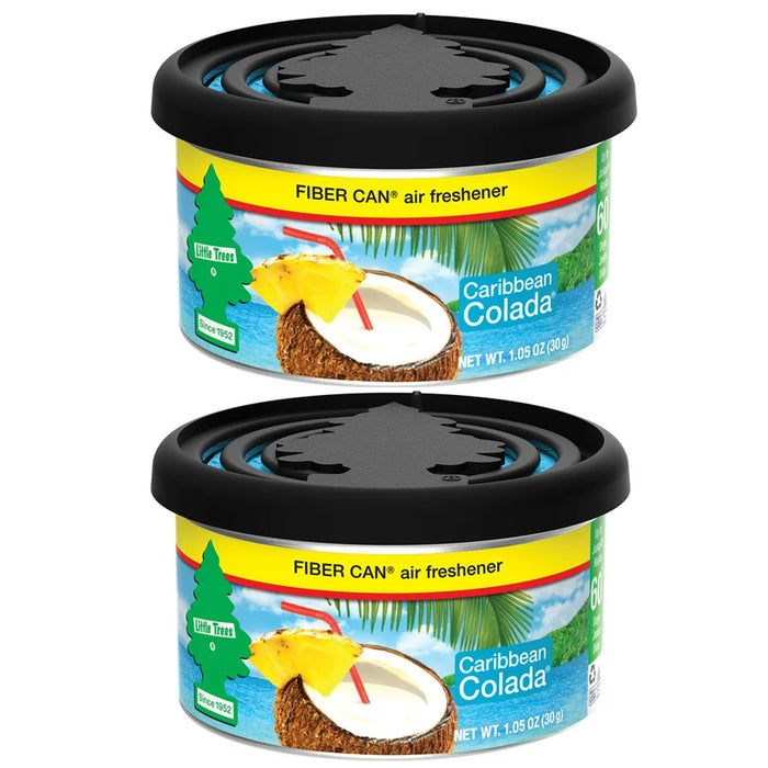 2 Little Trees Fiber Can Caribbean Colada Scent Air Freshener Home Aroma Therapy